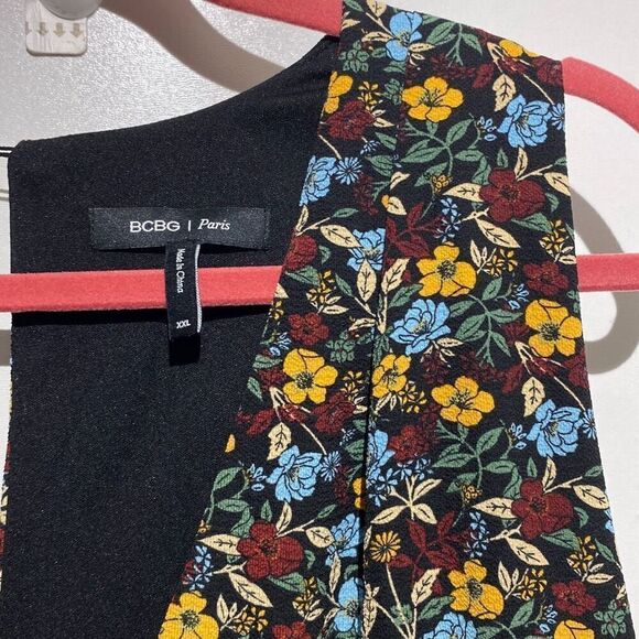 BCBG Paris Women's Multicolor Floral Ruffle V-Neck Sleeveless Dress Size XXL - Picture 4 of 9